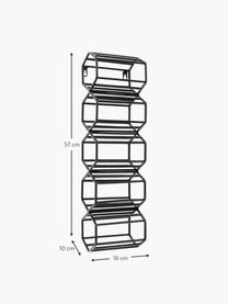 Wandwijnrek Irena voor 5 flessen, Gecoat metaal, Zwart, B 16 x H 57 cm