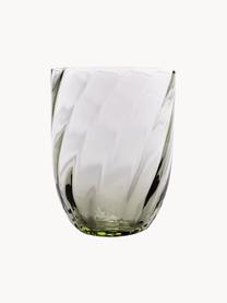 Set de vasos artesanales Swirl, 6 uds., Vidrio, Verde oliva, Ø 7 x Al 10 cm, 250 ml