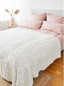 Biancheria da letto in cotone ranforce Lynn, Malva, bianco, 155 x 200 cm + 1 federa 50 x 80 cm