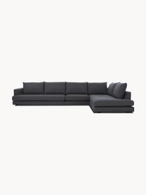 Sofa narożna XL Tribeca, Tapicerka: poliester Dzięki tkaninie, Stelaż: lite drewno sosnowe, Nogi: lite drewno sosnowe, laki, Antracytowa tkanina, S 405 x G 228 cm, lewostronna