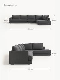 XL-Ecksofa Tribeca, Bezug: 100 % Polyester Der hochw, Gestell: Massives Kiefernholz, FSC, Füße: Massives Buchenholz, lack, Webstoff Anthrazit, B 405 x T 228 cm, Eckteil links