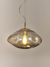 Pendelleuchte Amora aus Glas, Lampenschirm: Glas, Baldachin: Metall, gebürstet, Goldfarben, Messingfarben, Ø 35 x H 20 cm