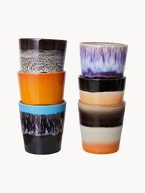 Handbemalte Keramik-Becher 70's mit reaktiver Glasur, 6er-Set, Keramik, Design 3, Ø 8 x H 8 cm, 180 ml
