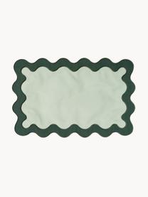 Manteles individuales Wave, 4 uds., 65% poliéster, 35% algodón, Tonos verdes, blanco crema, An 35 x L 50 cm