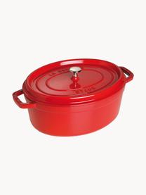 Ovale braadpan La Cocotte uit gietijzer, Geëmailleerd gietijzer, Rood, zilverkleurig, B 38 x H 17 cm, 5.5 L