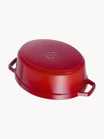 Ovale braadpan La Cocotte uit gietijzer, Geëmailleerd gietijzer, Rood, zilverkleurig, B 38 x H 17 cm, 5.5 L