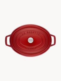 Ovale braadpan La Cocotte uit gietijzer, Geëmailleerd gietijzer, Rood, zilverkleurig, B 38 x H 17 cm, 5.5 L