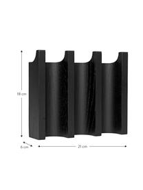 Perchero de pared de roble Column, Madera de roble barnizada, Negro, An 21 x Al 18 cm