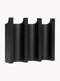 Perchero de pared de roble Column, Madera de roble barnizada, Negro, An 21 x Al 18 cm