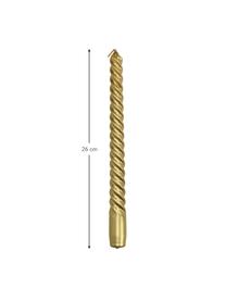 Gedraaide kaarsen Twisted, 4 stuks, Was, Goudkleurig, L 26 cm