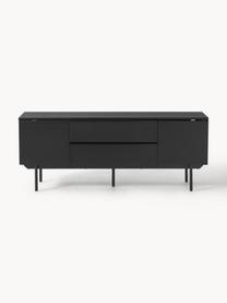 Credenza bassa in legno Elona, Nero, Larg. 140 x Alt. 55 cm