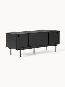 Credenza bassa in legno Elona, Nero, Larg. 140 x Alt. 55 cm