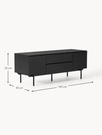 Credenza bassa in legno Elona, Nero, Larg. 140 x Alt. 55 cm