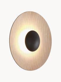 Dimmbare LED-Wandleuchte Ginger, verschiedene Größen, Lampenschirm: Holz, gepresst, Dekor: Aluminium, beschichtet, Helles Holz, Schwarz, Ø 20 x T 7 cm