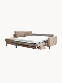 Canapé d'angle convertible 3 places avec matelas Luna, Tissu nougat, larg. 270 x prof. 184 cm, méridienne à gauche