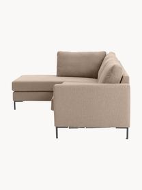 Schlafsofa Luna (3-Sitzer) mit Matratze, Bezug: 100 % Polyester Der strap, Gestell: Massives Buchenholz, Schi, Webstoff Taupe, B 270 x T 184 cm, Eckteil links