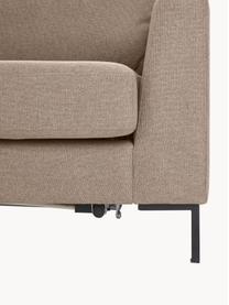 Schlafsofa Luna (3-Sitzer) mit Matratze, Bezug: 100 % Polyester Der strap, Gestell: Massives Buchenholz, Schi, Füße: Metall, galvanisiert Dies, Webstoff Taupe, B 270 x T 184 cm, Eckteil links