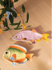 Handbemalte Servierplatte Fish aus Dolomit, Dolomit, glasiert, Bunt, B 26 x T 17 cm