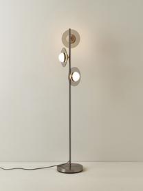 Stehlampe Orion, Lampenschirm: Glas, Travertin, Dekor: Glas, getönt, Travertin Beige, Hellgrau, H 150 cm