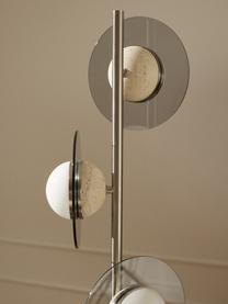 Lampada da terra Orion, Paralume: vetro, travertino, Decorazione: vetro colorato, Struttura: metallo rivestito, Travertino beige, grigio chiaro, Alt. 150 cm