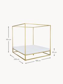 Hemelbed Belle van metaal, Vermessingd metaal, Goudkleurig, B 160 x L 200 cm