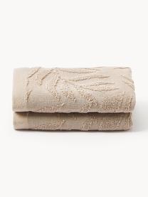 Serviette de toilette en coton Leaf, tailles variées, Beige, Serviettes de toilette, larg. 50 x long. 100 cm, 2 pièces