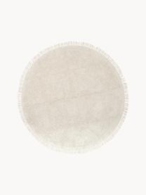 Runder Baumwollteppich Daya mit Fransen, handgetuftet, Flor: 100 % Baumwolle, GRS-zert, Cremeweiss, Ø 120 cm (Grösse S)