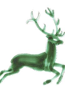 Handbeschilderd soepbord Classic Green Deer, Keramiek, Wit, groen, Ø 20 cm