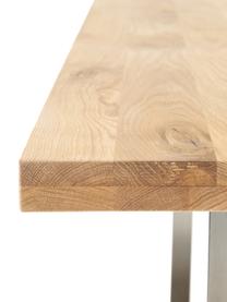 Table avec plateau en bois massif Oliver, Chêne sauvage, acier inoxydable