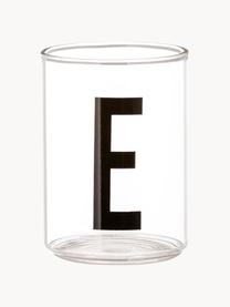 Design Wasserglas Personal mit Buchstaben (Varianten von A bis Z), Borosilikatglas, Transparent, Schwarz, Wasserglas A, 300 ml