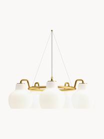 Lampada a sospensione grande in vetro soffato VL Ring Crown, Paralume: vetro opalino soffiato a , Struttura: ottone, Ottone, bianco, Ø 69 x Alt. 23 cm