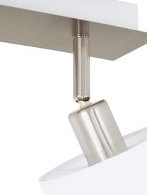 Faretti da soffitto classici Casper, Baldacchino: metallo nichelato, Paralume: tessuto, Argentato, bianco, Larg. 78 x Alt. 7 cm