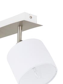 Faretti da soffitto classici Casper, Baldacchino: metallo nichelato, Paralume: tessuto, Argentato, bianco, Larg. 78 x Alt. 7 cm