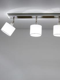 Faretti da soffitto classici Casper, Baldacchino: metallo nichelato, Paralume: tessuto, Argentato, bianco, Larg. 78 x Alt. 7 cm