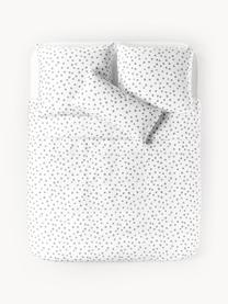 Housse de couette en coton à petits pois Jana, Blanc, gris, larg. 200 x long. 200 cm