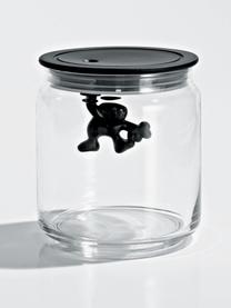 Boîte de rangement Gianni, haut. 12 cm, Verre, résine thermoplastique, Noir, transparent, Ø 11 x haut. 12 cm