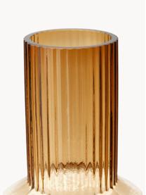 Jarrón de diseño Rilla, 21 cm, Vidrio, Marrón claro transparente, Ø 10 x Al 21 cm