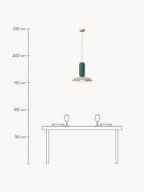 Ručně vyrobené závěsné svítidlo Pau, Petrolejová, tlumeně bílá, Ø 40 cm, V 36 cm