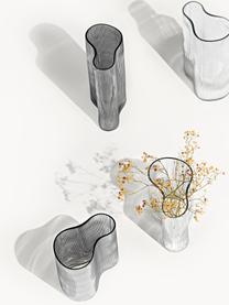 Mundgeblasene Design-Vase Dawn mit Rillenrelief, H 30 cm, Glas, Grau, B 16 x H 30 cm