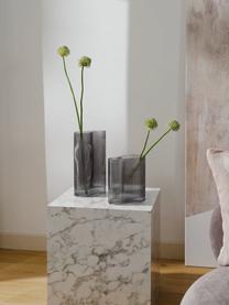 Mundgeblasene Design-Vase Dawn mit Rillenrelief, H 30 cm, Glas, Grau, B 16 x H 30 cm