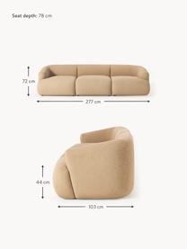 Modulares Bouclé-Sofa Sofia (3-Sitzer), Bezug: Bouclé (100 % Polyester) , Gestell: Fichtenholz, Spanplatte, , Bouclé Beige, B 277 x T 103 cm