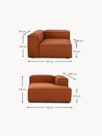 Modulares Ecksofa Lennon, Bezug: Polyester Der hochwertige, Gestell: Massives Kiefernholz, Spe, Füße: Kunststoff Die Füße befin, Webstoff Terrakotta, B 238 x T 180 cm, Eckteil links