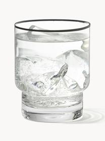 Handgemaakte waterglazen Mira met zwarte rand, 4 stuks, Glas, Transparant, Ø 8 x H 10 cm, 300 ml