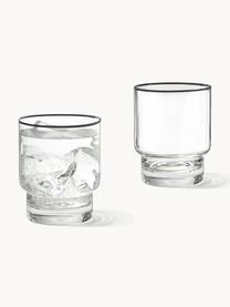 Handgemaakte waterglazen Mira met zwarte rand, 4 stuks, Glas, Transparant, Ø 8 x H 10 cm, 300 ml