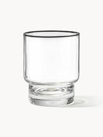 Verres à eau artisanaux avec bordure noire Mira, 4 pièces, Verre, Transparent, Ø 8 x haut. 10 cm, 300 ml