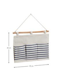 Hängender Schrank-Organizer Stripes mit 3 Fächern, Organizer: 20% Polyester, 80% Baumwo, Stange: Holz, Weiss, Blau, 35 x 26 cm