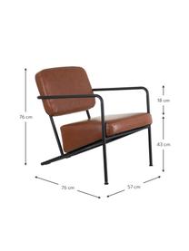 Kunstleren lounge fauteuil Arms met metalen frame, Bekleding: kunstleer, Frame: multiplex, Frame: gecoat metaal, Camelbruin, 57 x 76 cm