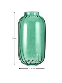 Grosse mundgeblasene Glas-Vase Stina, Glas, Hellgrün, leicht transparent, Ø 16 x H 32 cm