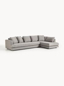 Sofa Bouclé XL Tribeca, Tapicerka: Bouclé (93% poliester, 6%, Stelaż: drewno bukowe, drewno sos, Nogi: drewno sosnowe Ten produk, Szary Bouclé, S 326 x G 192 cm, prawostronna