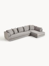 Sofa Bouclé XL Tribeca, Tapicerka: Bouclé (93% poliester, 6%, Stelaż: drewno bukowe, drewno sos, Nogi: drewno sosnowe Ten produk, Szary Bouclé, S 326 x G 192 cm, prawostronna